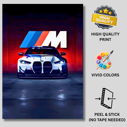 BMW M4 GT3 Motorsport Poster Wall Art | BMW M Series Racing Car Poster for Gaming Room, Bedroom & Office | Premium Automotive Decor Print