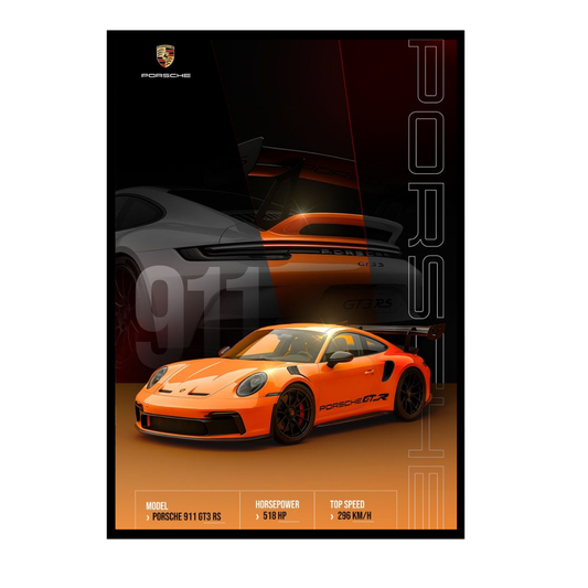 PORSCHE 911 GT3 RS Car Wall Art – Premium Automotive Decor for Car Enthusiasts