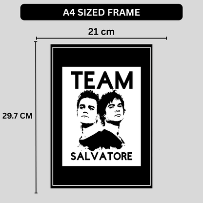 Team Salvatore Inspired Twin Portrait 2D Framed Wall Art Poster | Gothic TV Series Aesthetic | HD Gloss Finish Black & White Wall Frame for Bedroom & Studio Décor