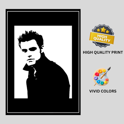 STEFAN SALVATORE Portrait 2D Framed Wall Art Poster | The Vampire Diaries Aesthetic | HD Gloss Finish Black & White Gothic Wall Frame