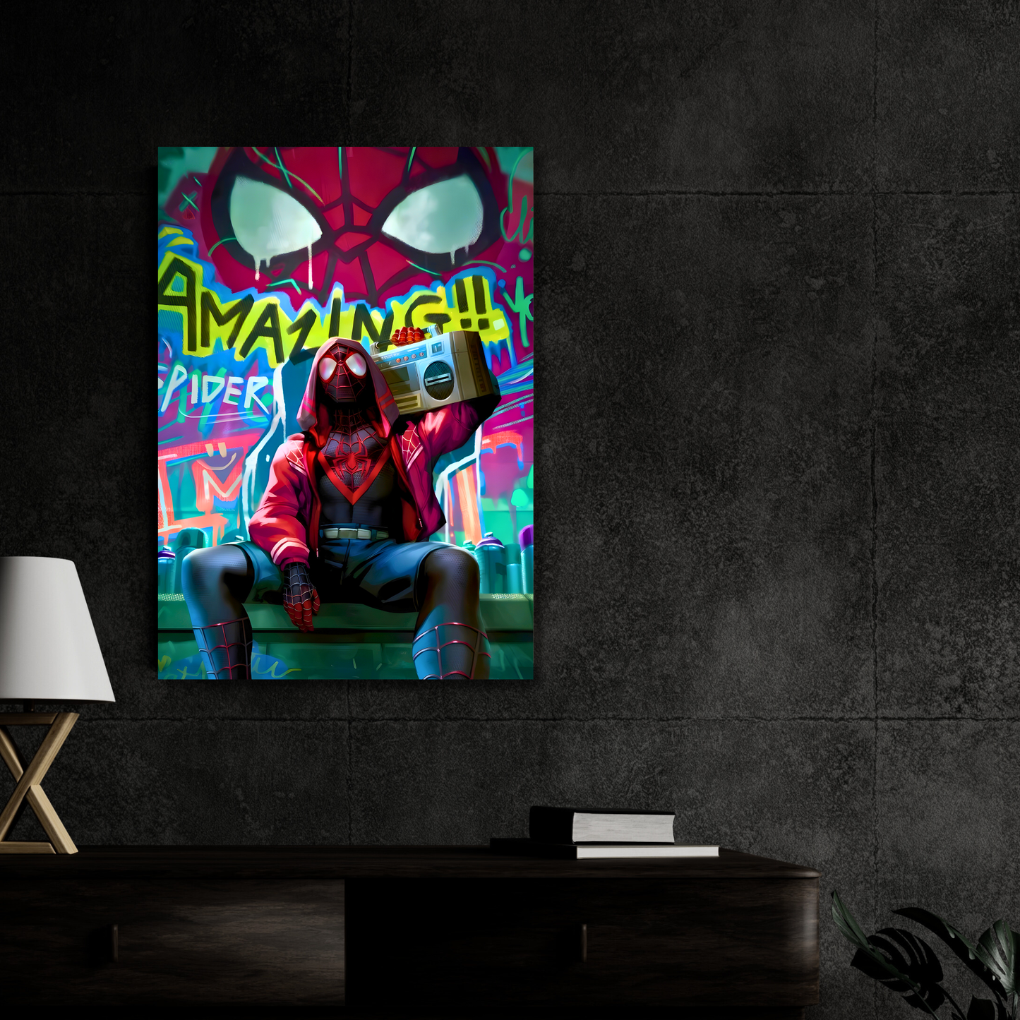 Miles Morales Spider-Man Poster Wall Art | Spider-Verse Graffiti Aesthetic Poster for Gaming Room, Bedroom & Office | Premium Superhero Decor Print