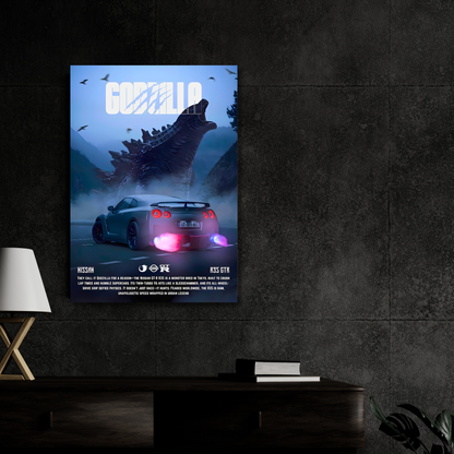 Nissan GT-R R35 Godzilla Poster Wall Art | JDM Supercar Aesthetic Poster for Gaming Room, Bedroom & Office | Premium Automotive Decor Print