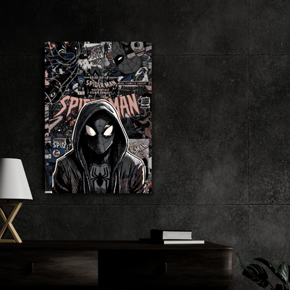 Spider-Man Dark Aesthetic Poster Wall Art | Hooded Spider-Man Comic Style Poster for Gaming Room, Bedroom & Office | Premium Superhero Decor Print
