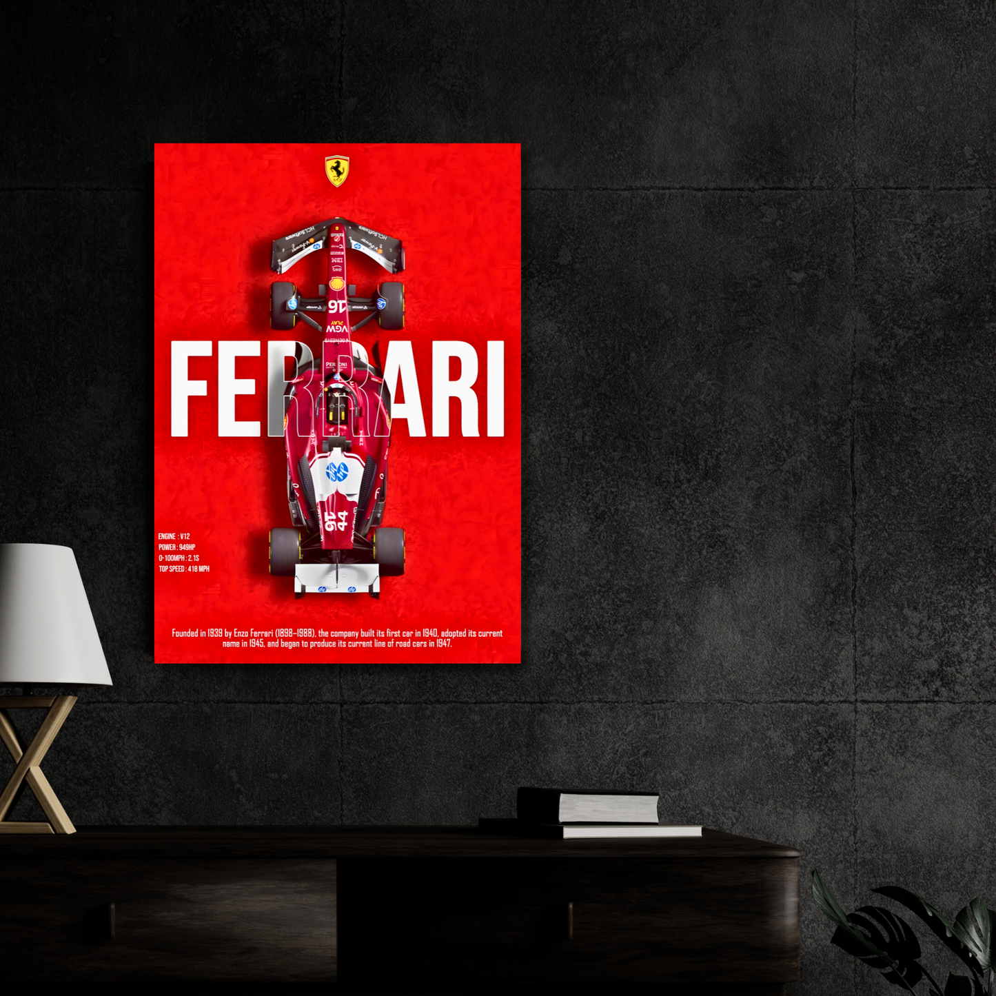 Ferrari SF Formula 1 Poster Wall Art | Ferrari F1 Racing Car Aesthetic Poster for Gaming Room, Bedroom & Office | Premium Motorsport Decor Print