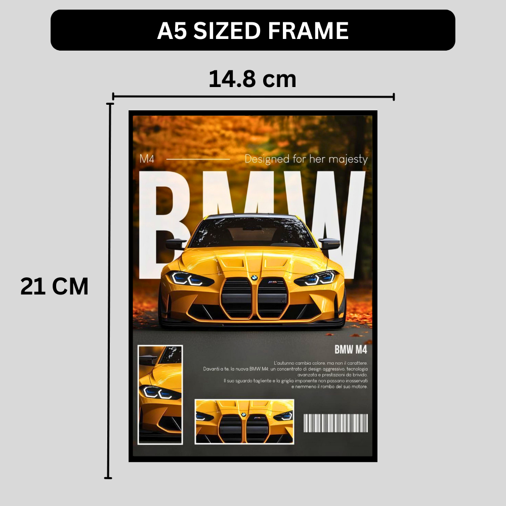 BMW M4 Framed Car Wall Art – Premium Automotive Decor for Car Enthusiasts