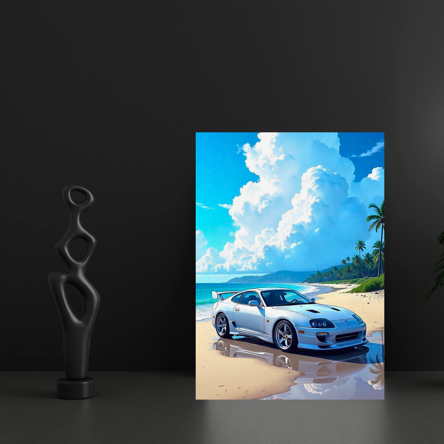 Toyota Supra Aesthetic Poster Wall Art | Tropical JDM Sports Car Artwork for Office, Garage & Gaming Room
