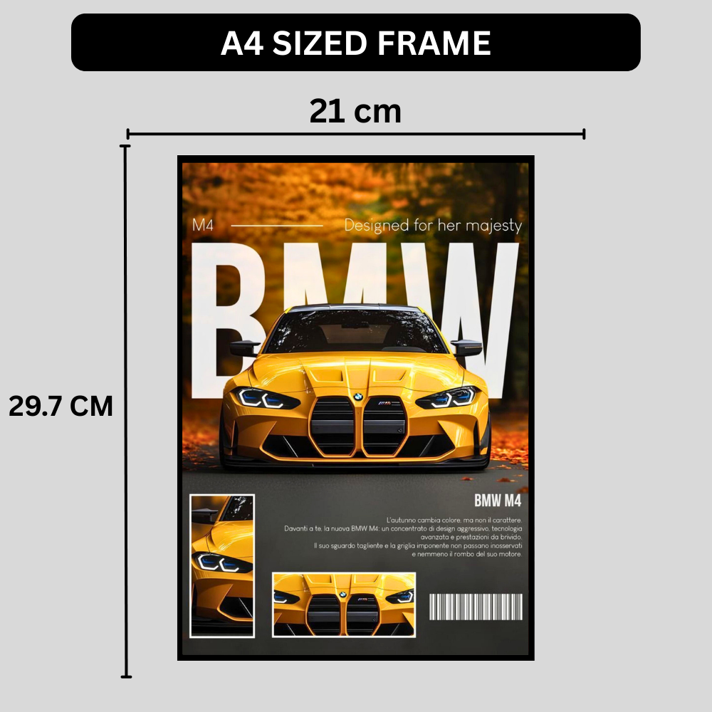 BMW M4 Framed Car Wall Art – Premium Automotive Decor for Car Enthusiasts