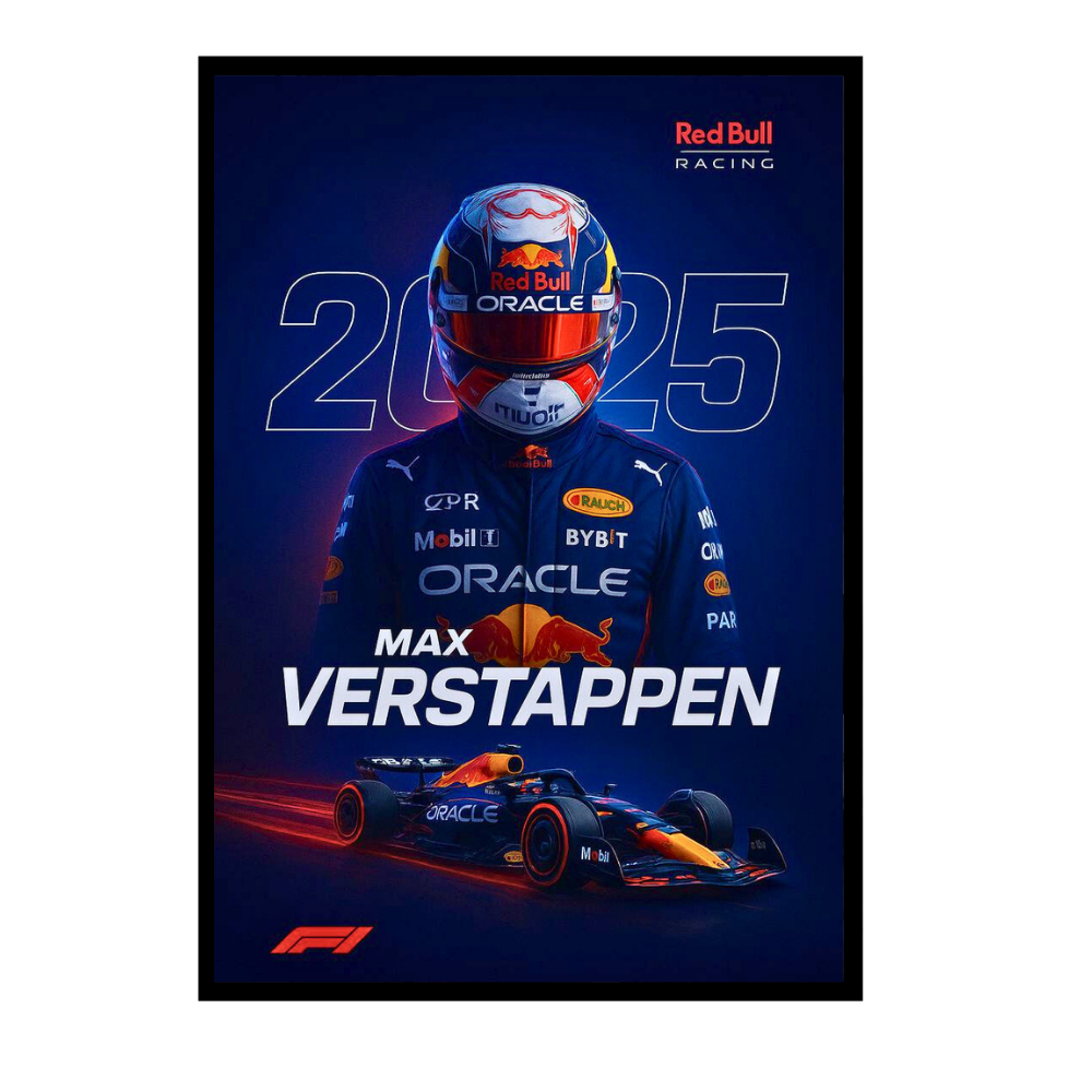 Premium Max Verstappen 2025 2D Car Frame – Formula 1 Wall Art for Racing Fans & Collectors | Red Bull Racing Inspired Decor