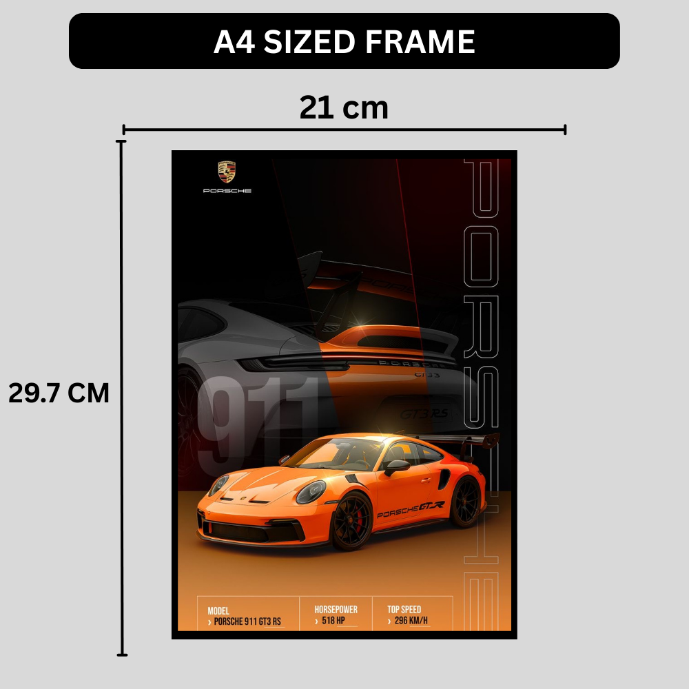 PORSCHE 911 GT3 RS Car Wall Art – Premium Automotive Decor for Car Enthusiasts