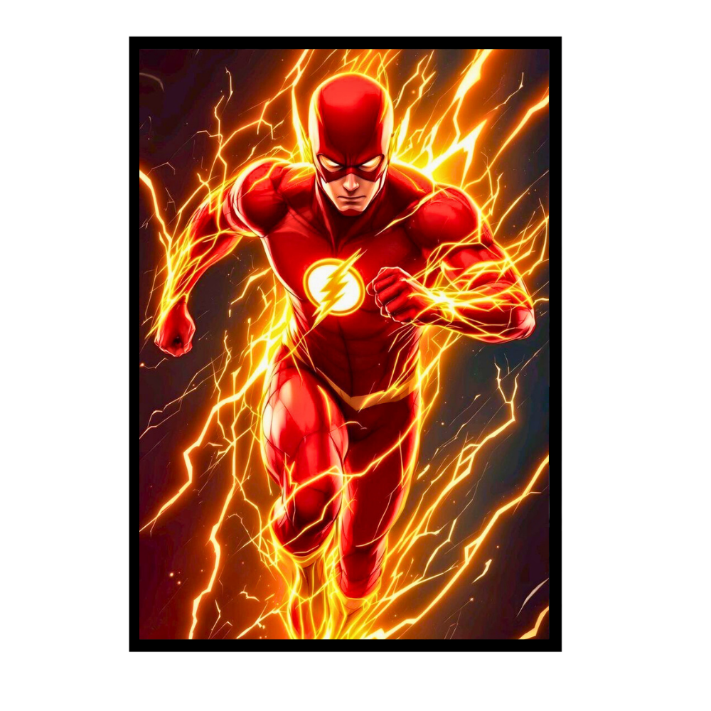 Premium The Flash Wall Art – Aesthetic 2D Frame for Home & Office Decor | DC Superhero Collectible