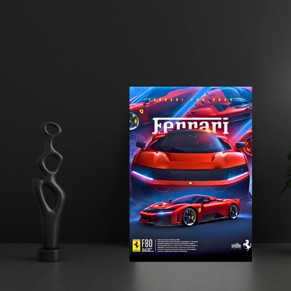 Ferrari F80 Hypercar Poster Wall Art | Ferrari Supercar Aesthetic Poster for Gaming Room, Bedroom & Office | Premium Automotive Decor Print