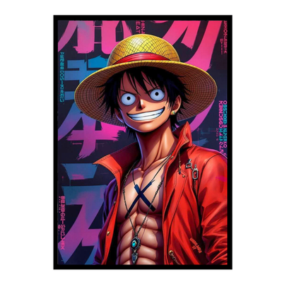 Monkey D. Luffy 2D Glossy HD Wall Frame | One Piece Anime Pirate Artwork | Straw Hat Captain Poster | Premium Gloss Finish Wall Decor for Anime Fans