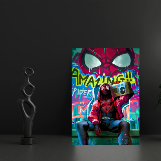 Miles Morales Spider-Man Poster Wall Art | Spider-Verse Graffiti Aesthetic Poster for Gaming Room, Bedroom & Office | Premium Superhero Decor Print