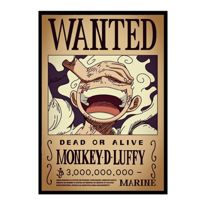 Monkey D. Luffy Wanted Poster Wall Art 2D Framed | One Piece Anime Character Bounty Artwork | Dead or Alive Pirate Poster | HD High Gloss Finish | Premium Wall Frame for Anime Fans & Collectors
