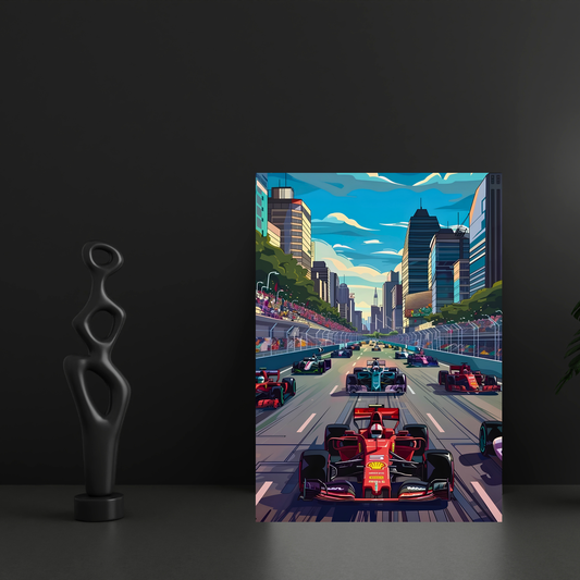 Ferrari F1 Race Poster Wall Art | Formula Racing Track Aesthetic Poster for Bedroom, Gaming Room & Office | Premium Motorsport Car Wall Decor Print