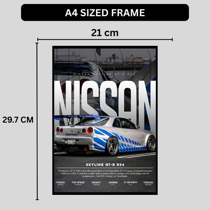 Nissan Skyline GT-R  R34 Car Wall Art – Premium Automotive Decor for Car Enthusiasts