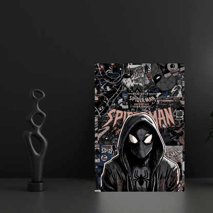 Spider-Man Dark Aesthetic Poster Wall Art | Hooded Spider-Man Comic Style Poster for Gaming Room, Bedroom & Office | Premium Superhero Decor Print