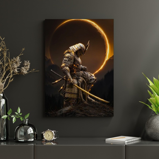 Golden Samurai Warrior Poster | Japanese Samurai Wall Art | Dark Fantasy Warrior Poster for Bedroom, Gaming Room & Office | Premium Glossy Print