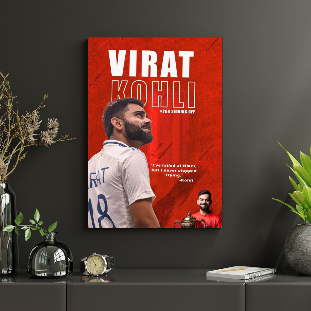 Virat Kohli Inspired Cricket Wall Poster | Premium Glossy Indian Cricket Legend Wall Art for Bedroom & Office | High Quality Print