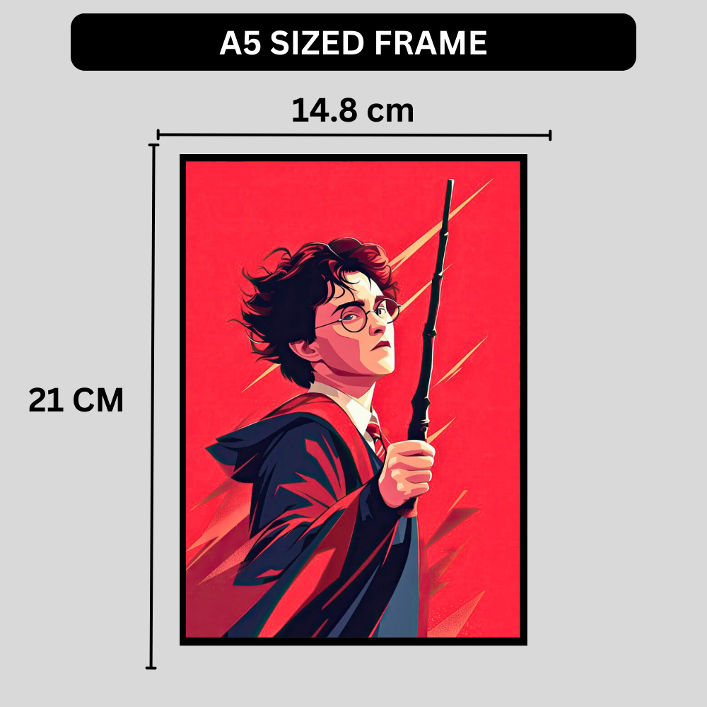 Harry Potter-Young Wizard Hero Wall Art 2D Framed Poster | Harry Potter Inspired Magical Character with Wand | HD High Gloss Finish Fantasy Art Print | Premium Wall Frame for Bedroom, Study & Gifting