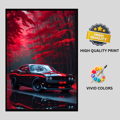 Dodge Challenger Framed Car Wall Art – Premium Automotive Decor for Car Enthusiasts