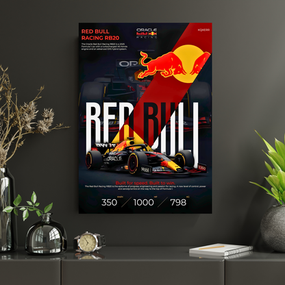 Oracle Red Bull Racing RB20 Formula 1 Poster Wall Art | Red Bull F1 Race Car Aesthetic Poster for Gaming Room, Bedroom & Office | Premium Motorsport Decor Print