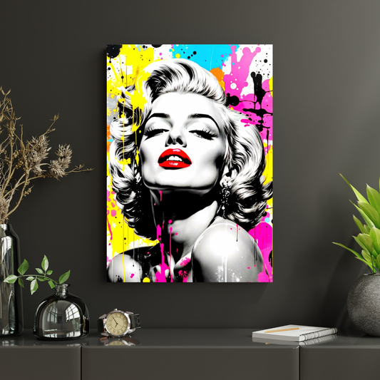 Iconic Glamour Muse Pop Art Wall Poster | Marilyn Monroe Inspired Modern Art Print | Bold Color Splash Portrait | Premium Glossy Wall Decor