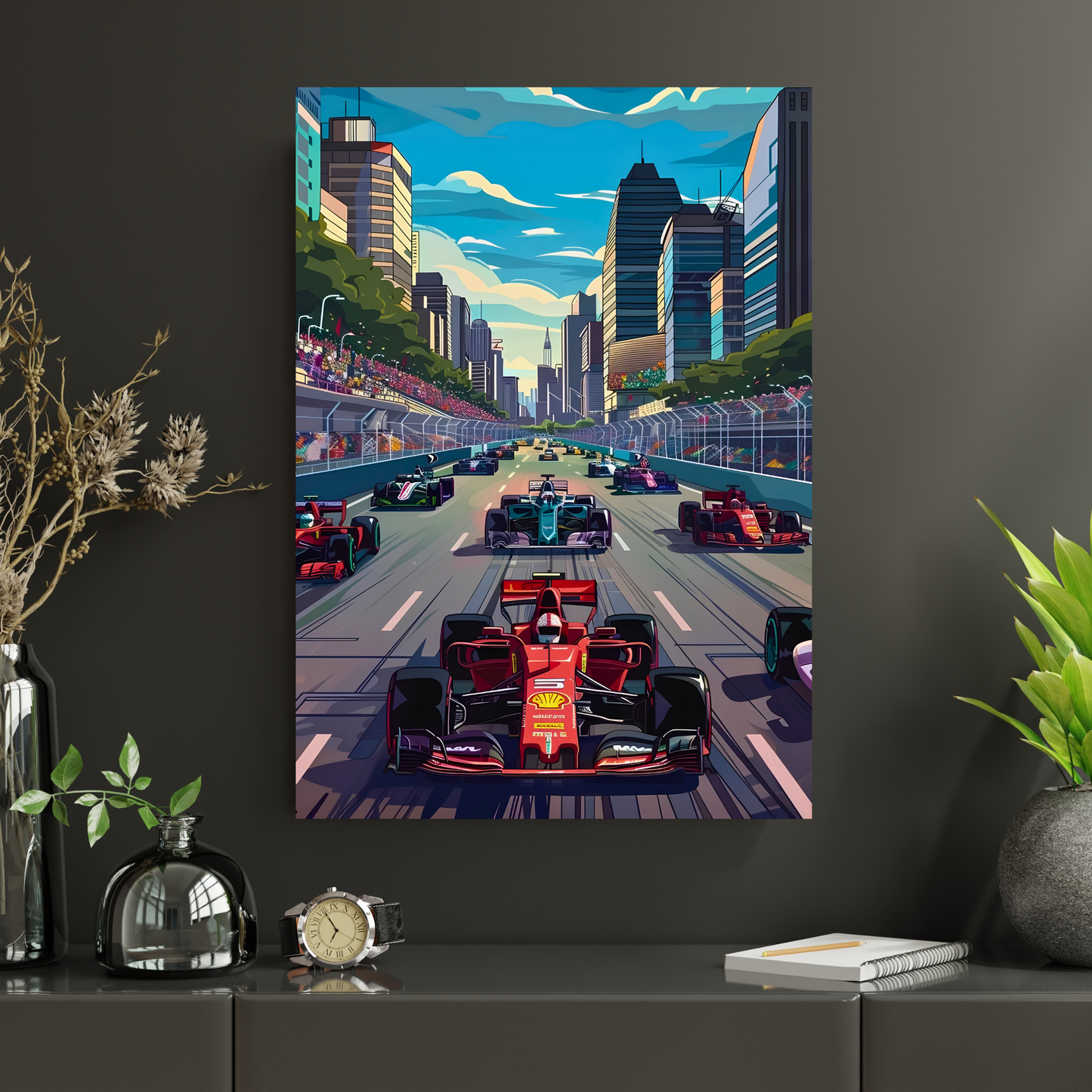 Ferrari F1 Race Poster Wall Art | Formula Racing Track Aesthetic Poster for Bedroom, Gaming Room & Office | Premium Motorsport Car Wall Decor Print