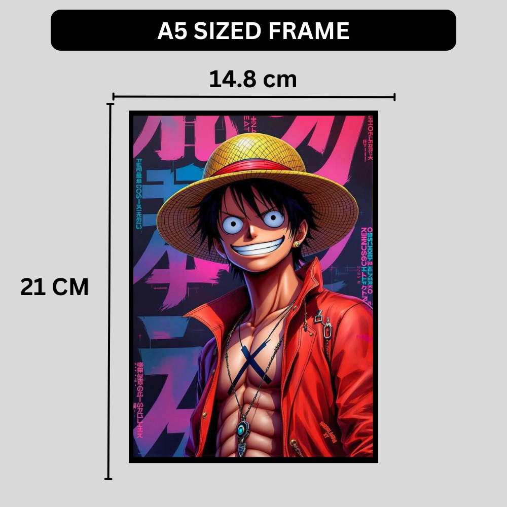 Monkey D. Luffy 2D Glossy HD Wall Frame | One Piece Anime Pirate Artwork | Straw Hat Captain Poster | Premium Gloss Finish Wall Decor for Anime Fans
