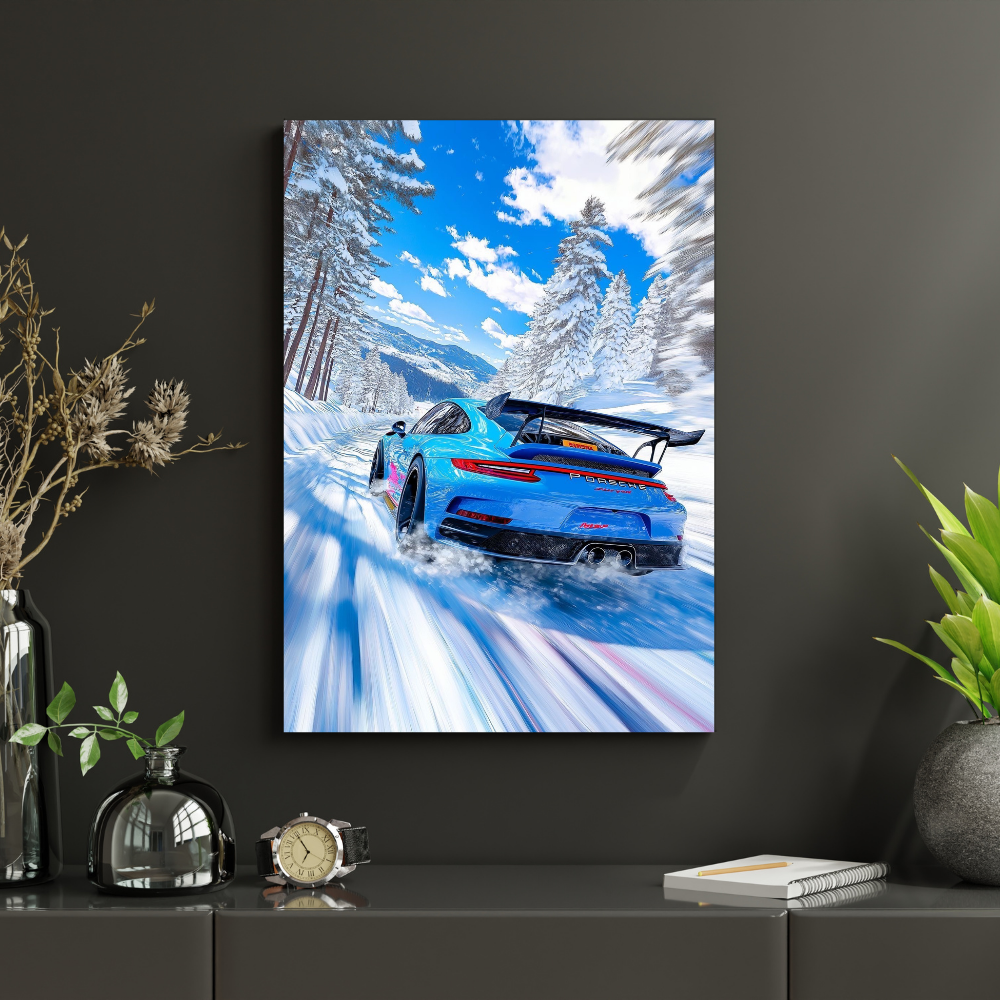 Porsche 911 GT3 Sports Car Wall Poster | Premium Glossy Supercar Poster for Bedroom, Living Room & Office | High Quality Print