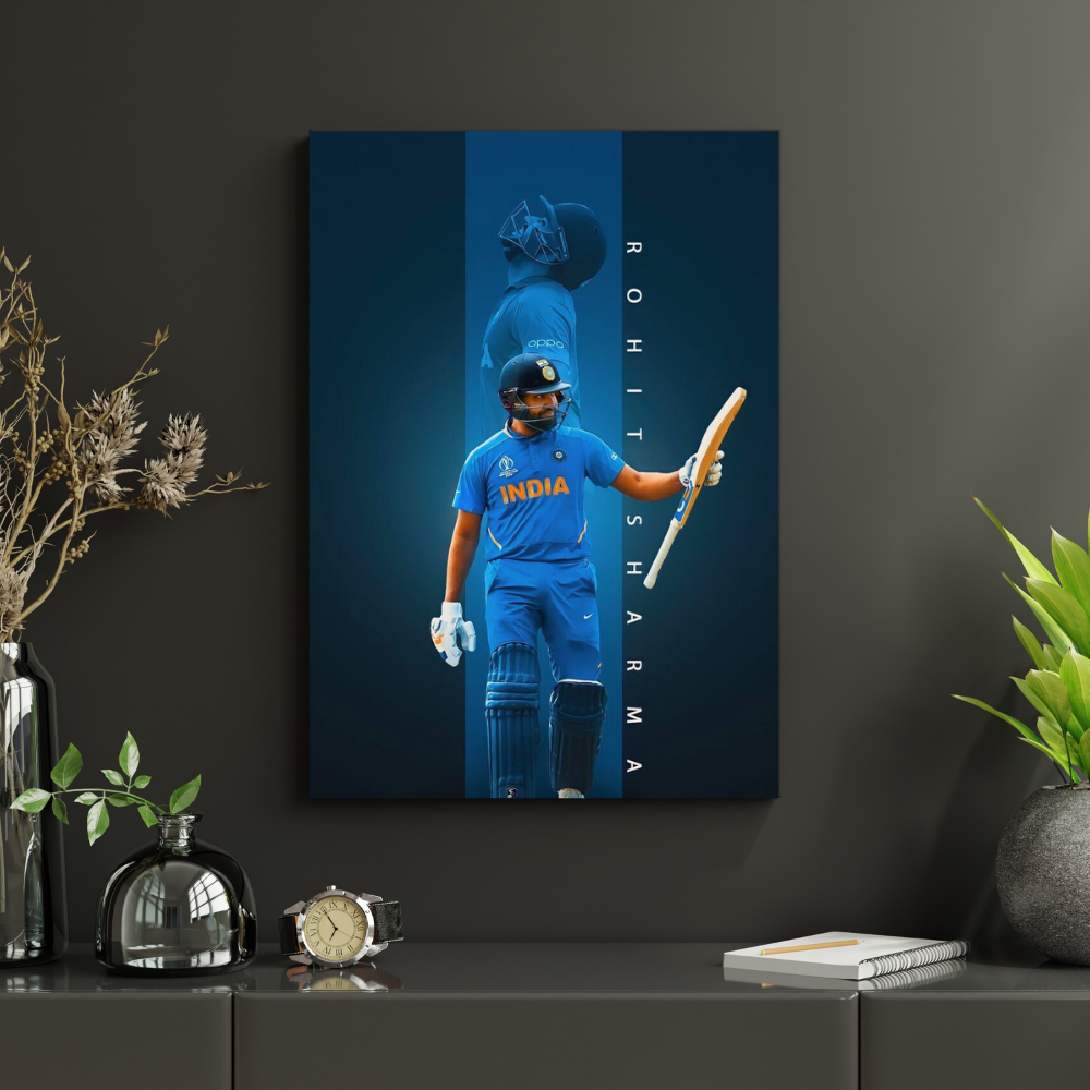 Rohit Sharma Hitman Cricket Wall Poster | Premium Glossy Indian Cricket Wall Art for Bedroom & Office | High Quality Print