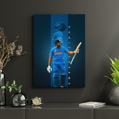 Rohit Sharma Hitman Cricket Wall Poster | Premium Glossy Indian Cricket Wall Art for Bedroom & Office | High Quality Print
