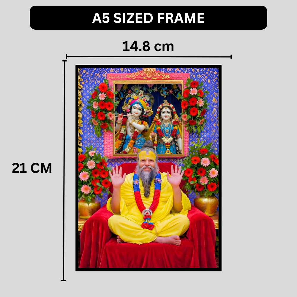 Prem@n@nd Maharaj Ji Sacred Wall Frame | HD Glossy 2D Devotional Photo | Spiritual Guru Wall Art for Home Mandir, Pooja Room & Meditation Space
