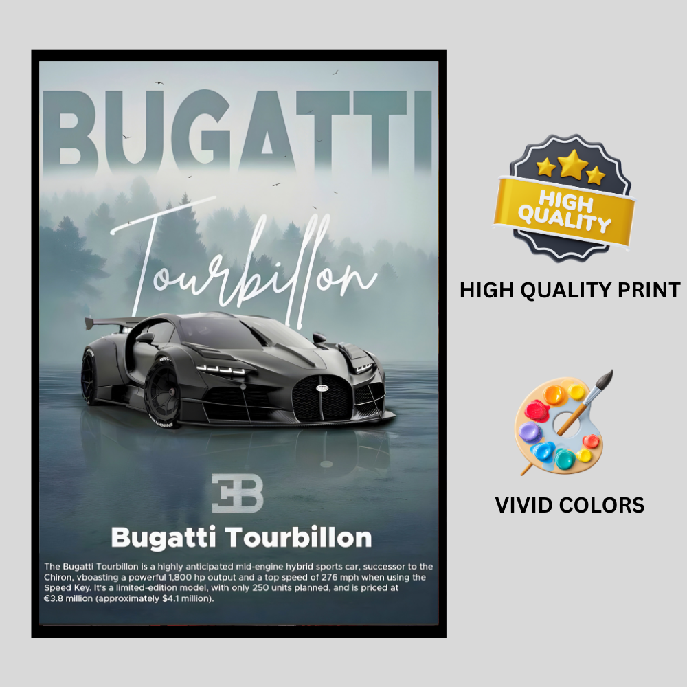 Bugatti Tourbillon Car Wall Art – Premium Automotive Decor for Car Enthusiasts
