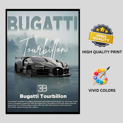 Bugatti Tourbillon Car Wall Art – Premium Automotive Decor for Car Enthusiasts