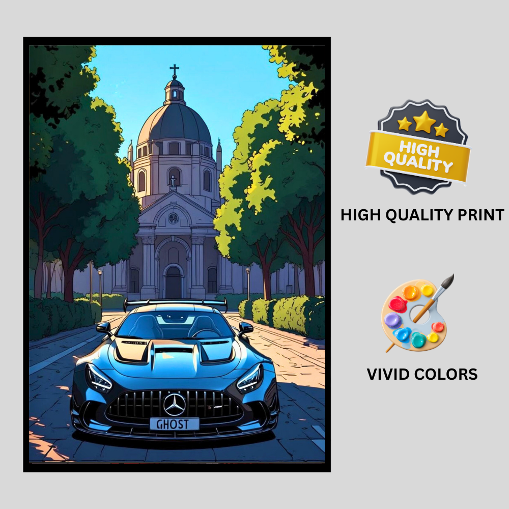 Mercedes Framed Car Wall Art – Premium Automotive Decor for Car Enthusiasts