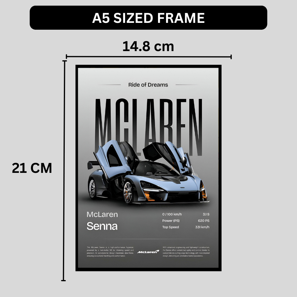 McLaren Senna Framed Car Wall Art – Premium Automotive Decor for Car Enthusiasts