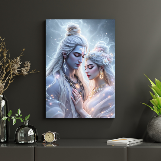 Lord Shiva & Goddess Parvati Wall Poster | Premium Glossy Divine Couple Wall Art for Home & Pooja Room | High Quality Print