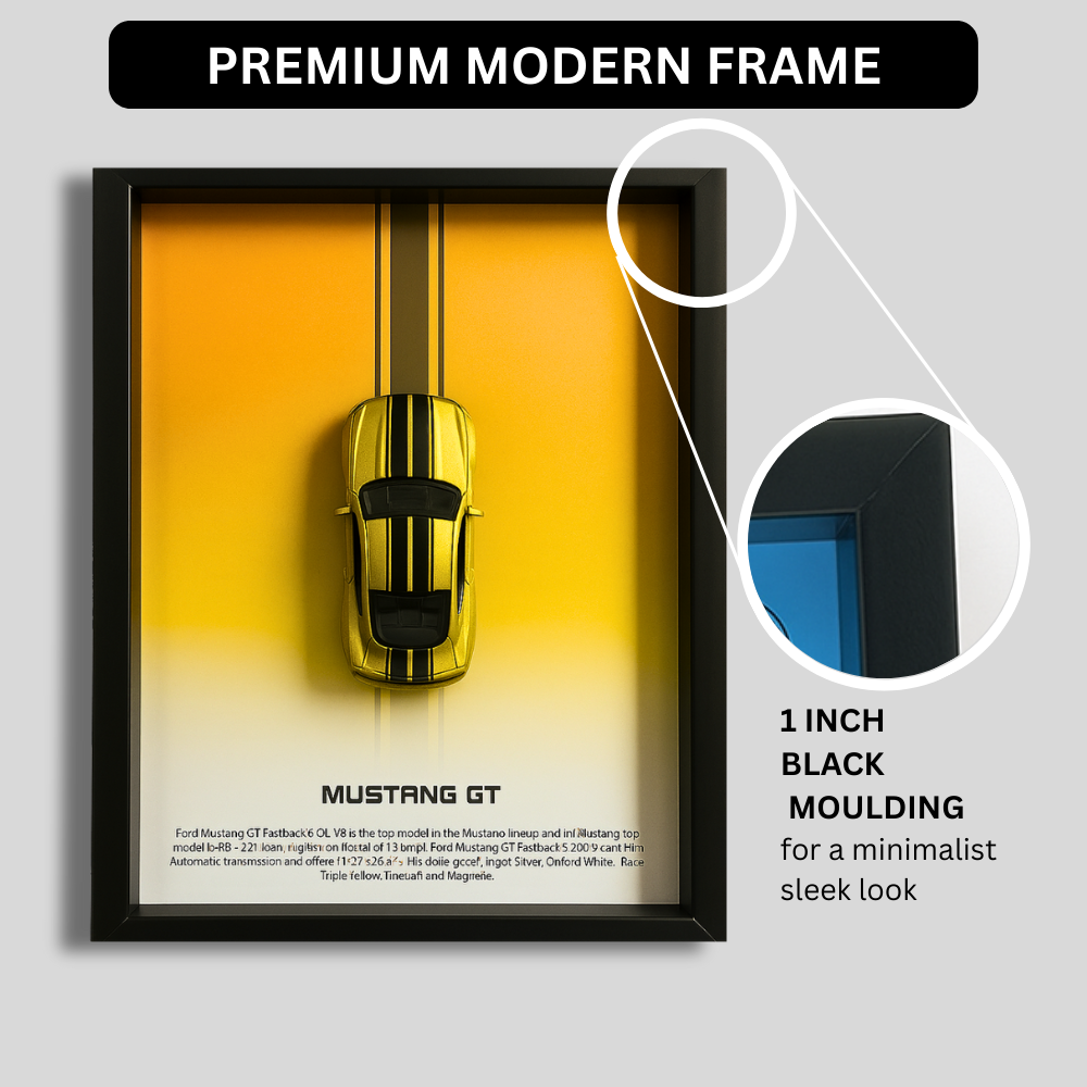 Ford Mustang GT Diecast Car Frame 1:64  – 3D Wall Art