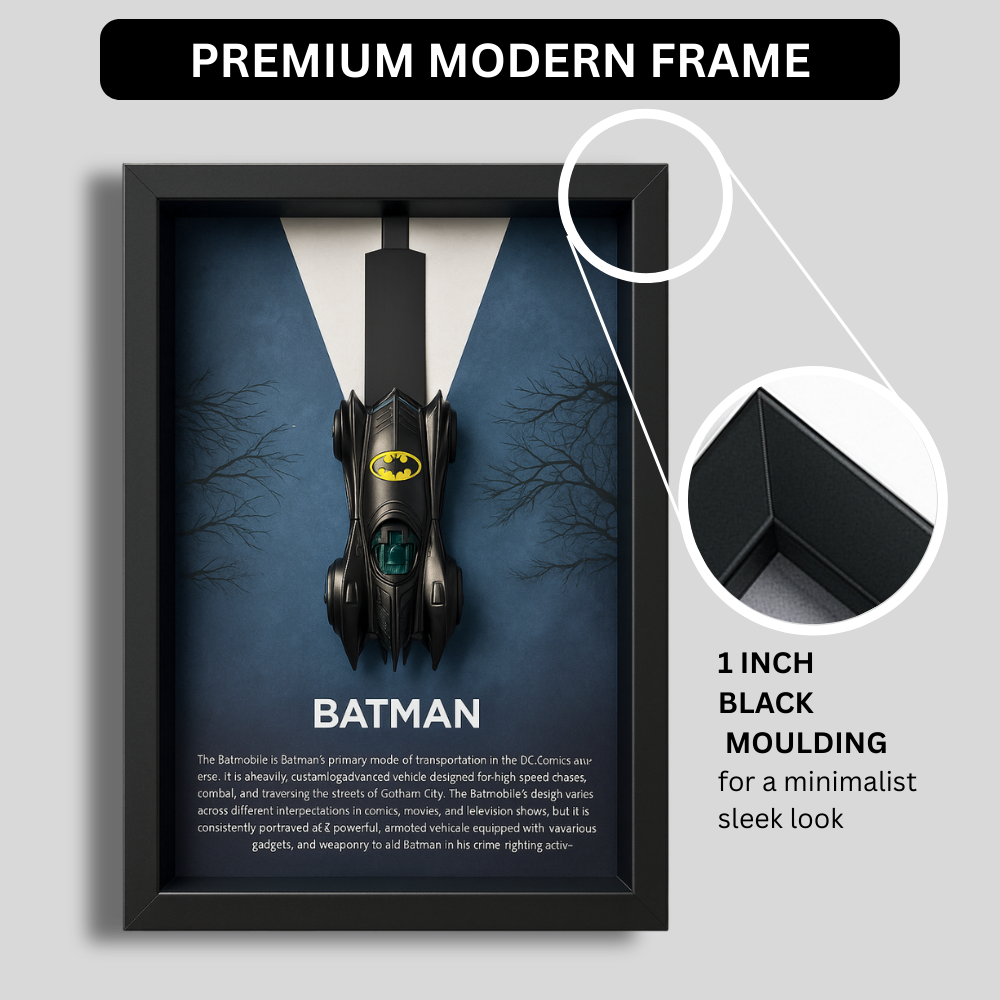 Batman Batmobile V1 3D Framed Collectible Display – Diecast Car 1:64 Model