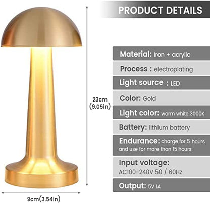 Portable Mushroom Style Metal LED Table Lamp