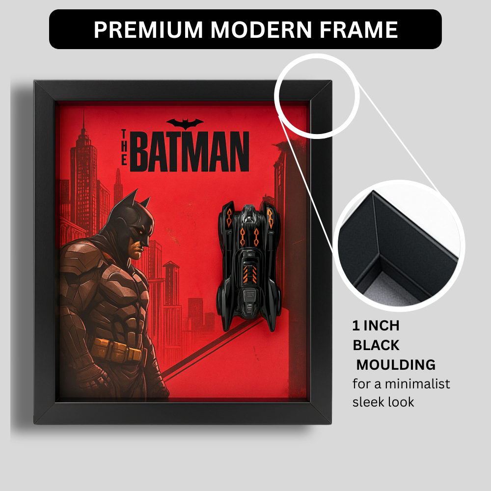 Batman Batmobile V2 3D Framed Collectible Display – Diecast Car 1:64 Model