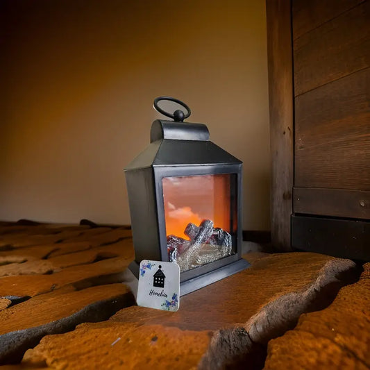 The Fire Camp Decorative Lantern – LED Flame Effect Vintage Lantern for Cozy Ambience & Rustic Home Decor