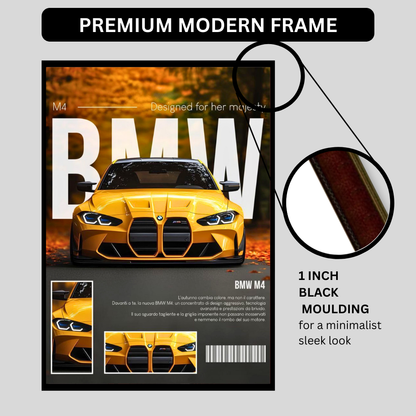 BMW M4 Framed Car Wall Art – Premium Automotive Decor for Car Enthusiasts