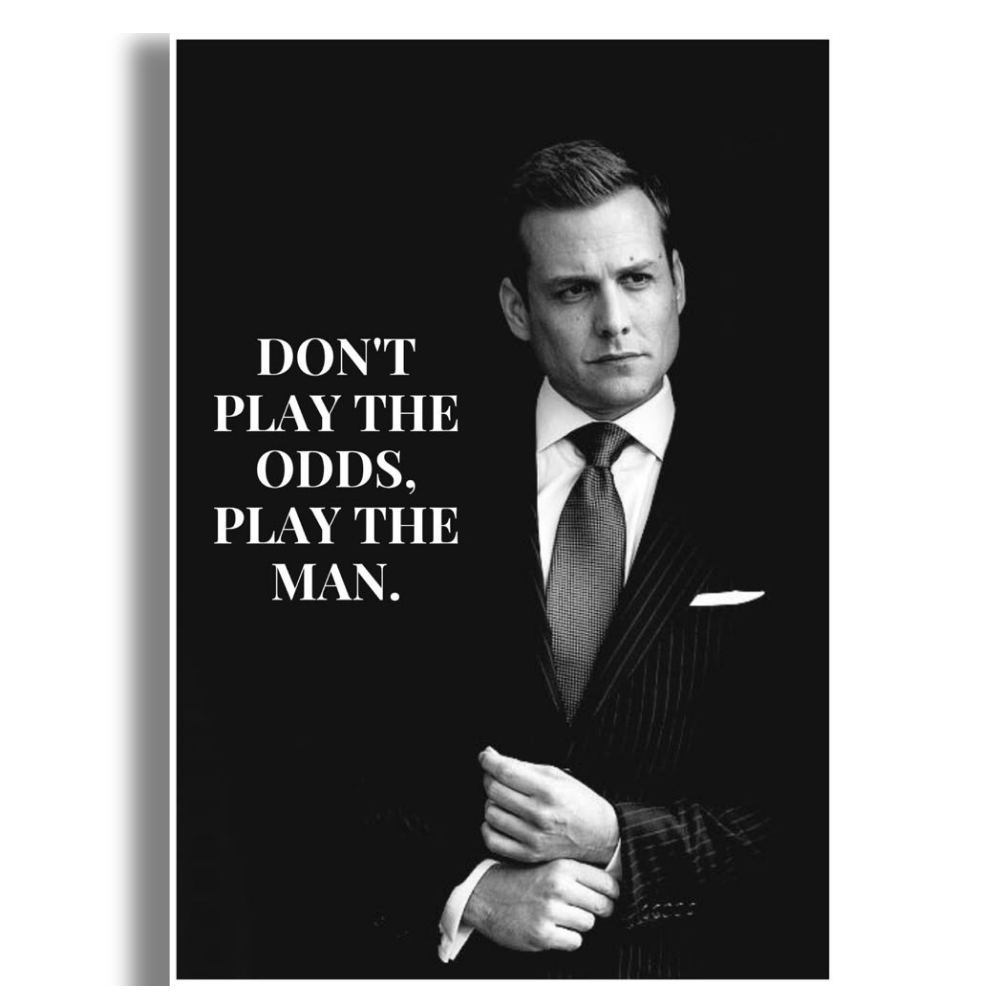 Play the Man – Luxury Black & White Motivational Quote Wall Art Poster | Classic Gentleman Office Decor | Premium Glossy Wall Poster for Office, Study & Home