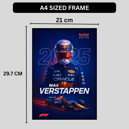 Premium Max Verstappen 2025 2D Car Frame – Formula 1 Wall Art for Racing Fans & Collectors | Red Bull Racing Inspired Decor