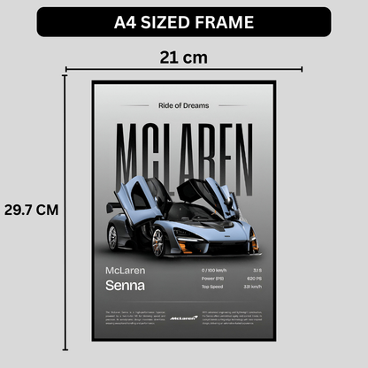 McLaren Senna Framed Car Wall Art – Premium Automotive Decor for Car Enthusiasts