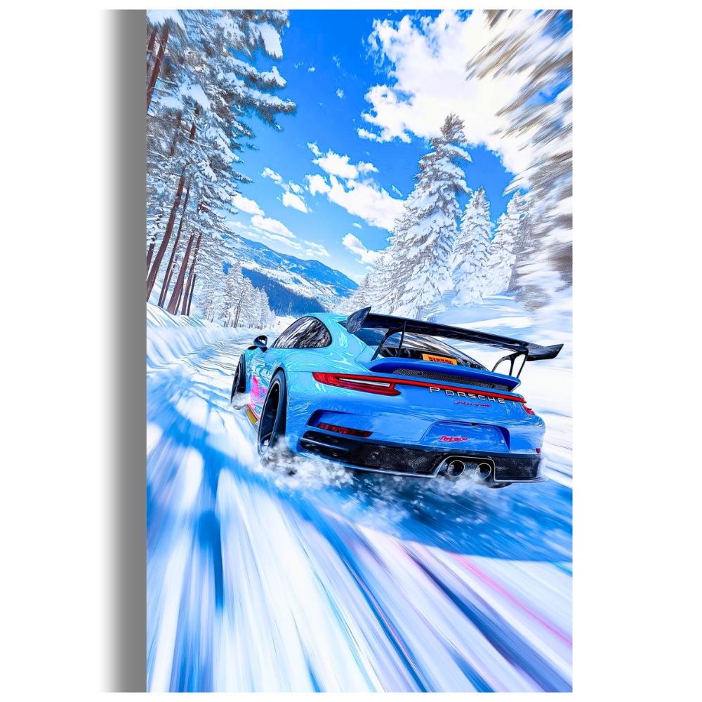 Porsche 911 GT3 Sports Car Wall Poster | Premium Glossy Supercar Poster for Bedroom, Living Room & Office | High Quality Print