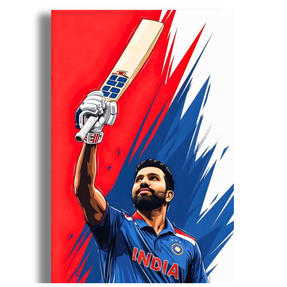 Rohit Sharma Hitman Cricket Wall Poster | Premium Glossy Indian Cricket Wall Art for Bedroom & Office | High Quality Print