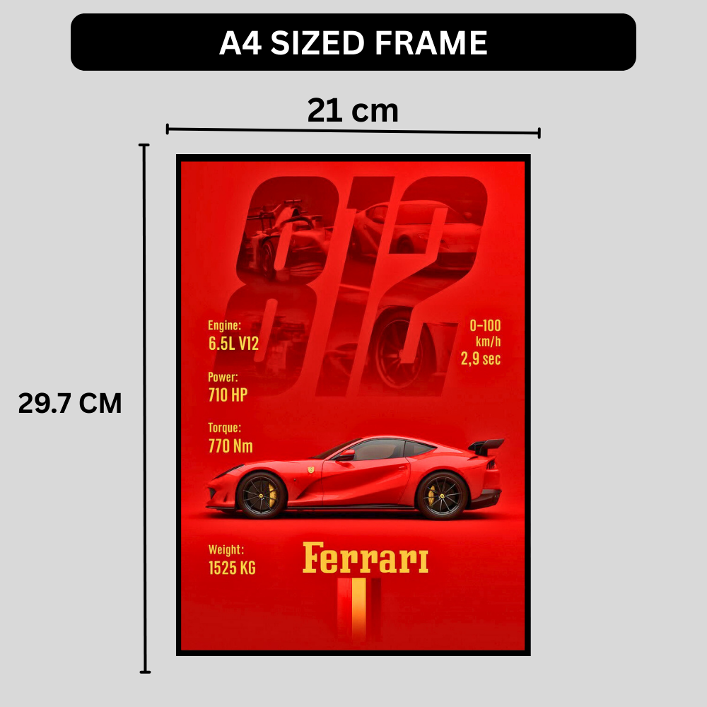 Ferrari 812 Car Wall Art – Premium Automotive Decor for Car Enthusiasts